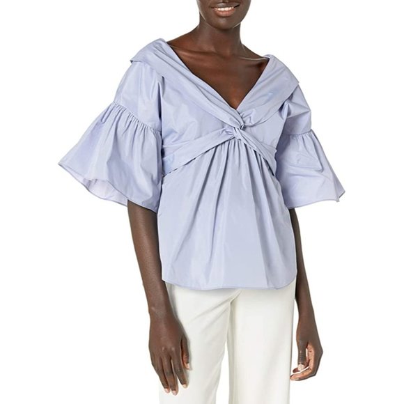 cinq a sept Tops - Cinq a Sept Top Carolyn Bell Sleeve Twist Front in Lilac Smoke Medium